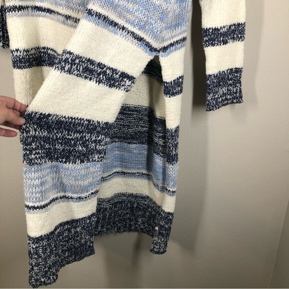 Free People Beach Toe in The Sand Blue Stripe Sweater Dress Cowel Neck Small - Picture 5 of 9